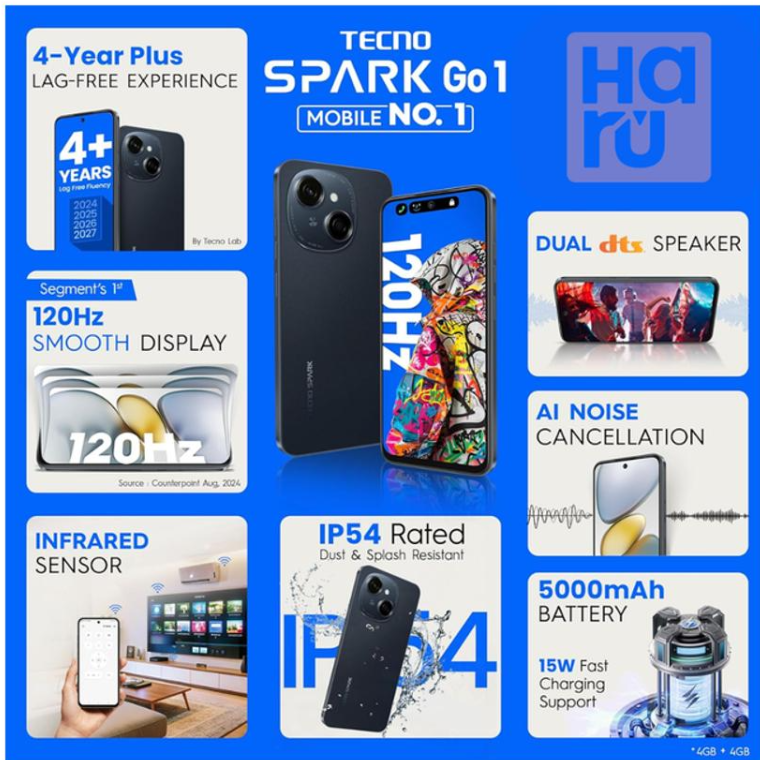 TECNO SPARK GO1 64GB 3RAM